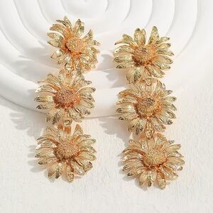 Sunflower Gold Stud Earrings